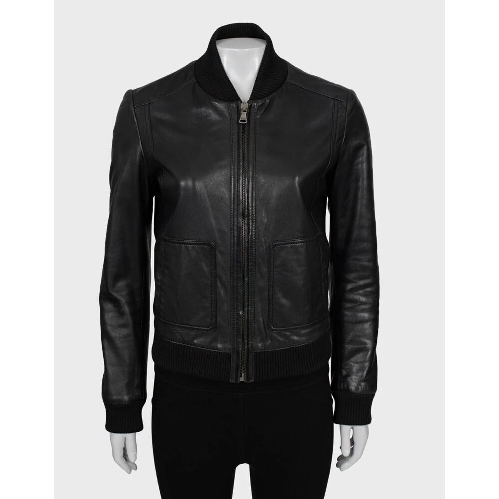 Dolce & Gabbana Black Leather Bomber Jacket - IT38/XS
